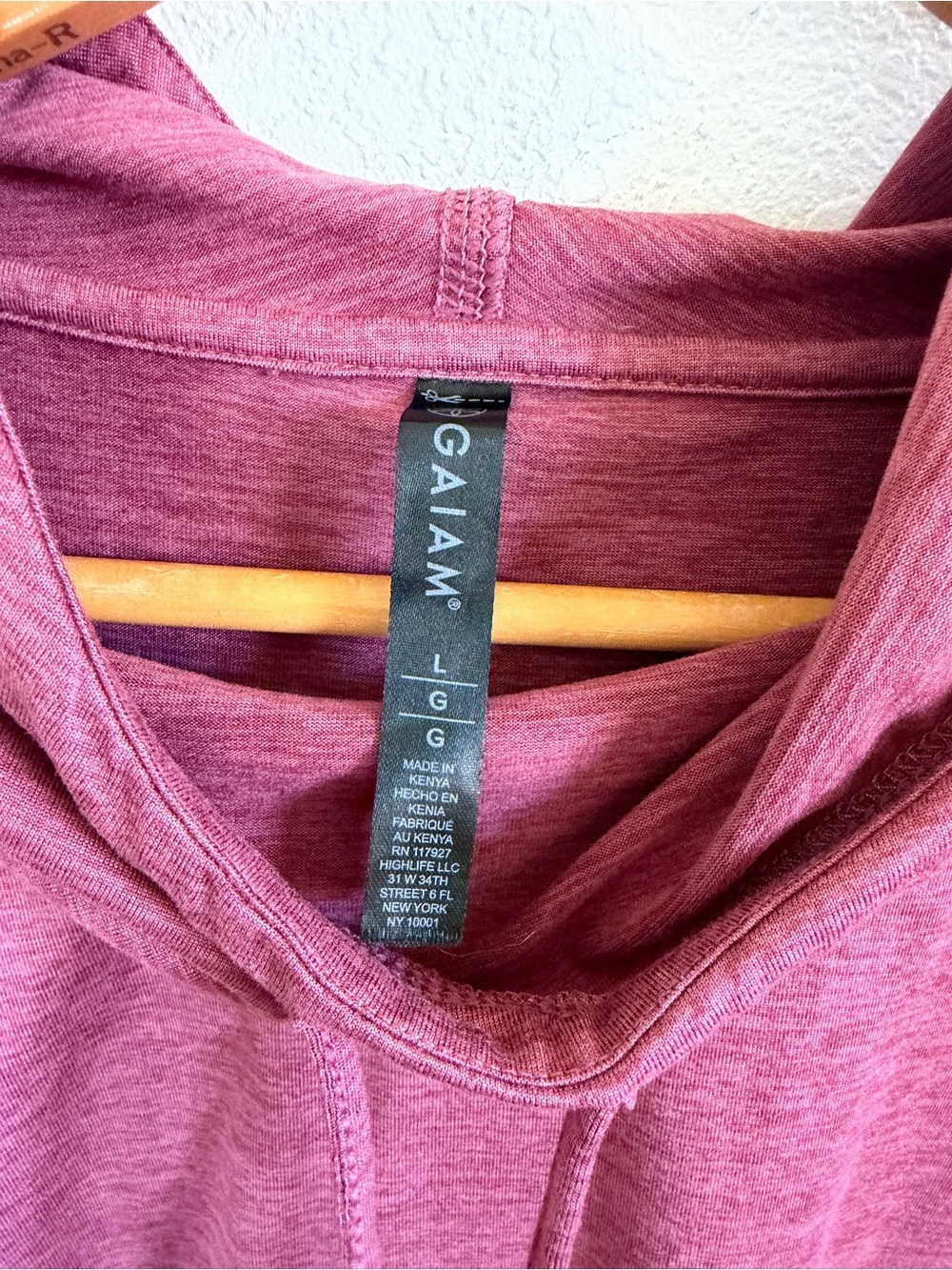 GAIAM Heathered Rose Hooded Long Sleeve Top - Picture 3 of 4